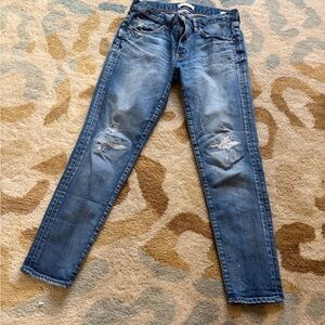 Moussy Distressed Mid-Blue Slim Jeans